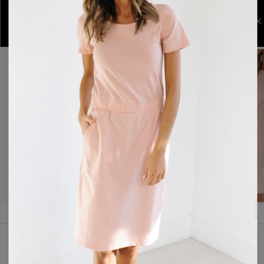 Jersey Five Wear Dress with Pockets, Size M